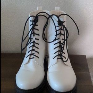 White Combat Boots